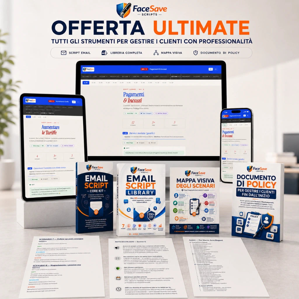 FaceSave Scripts Ultimate — Il sistema completo di email script per freelance